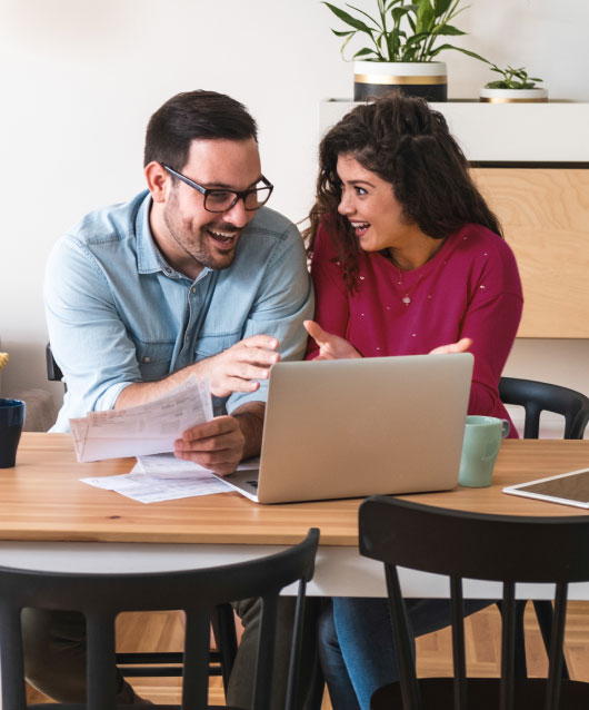 Young couple going over finances