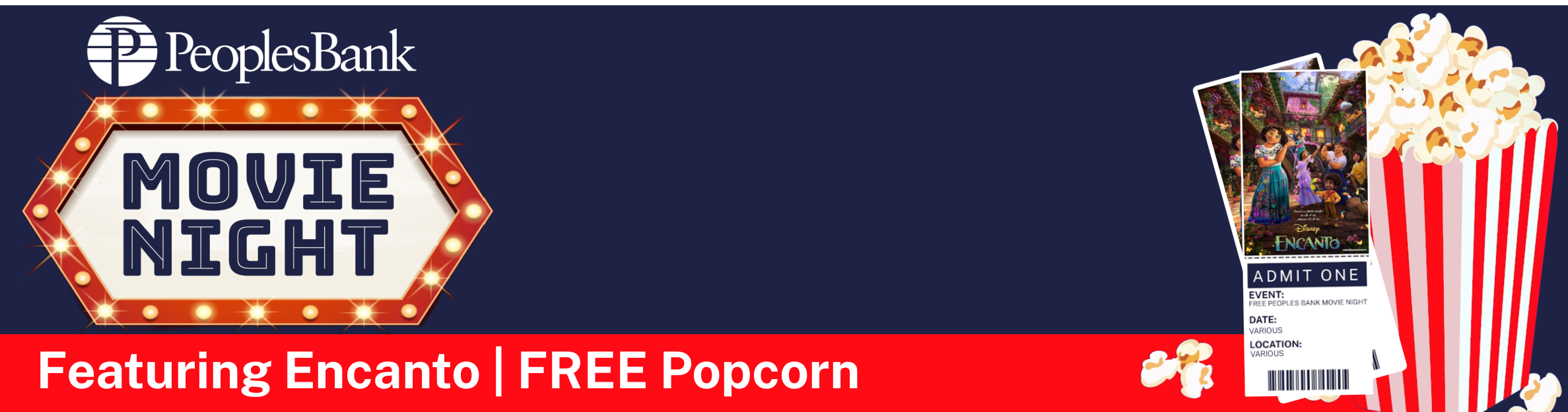 Peoples Bank Movie Night: Featuring Encanto | FREE Popcorn