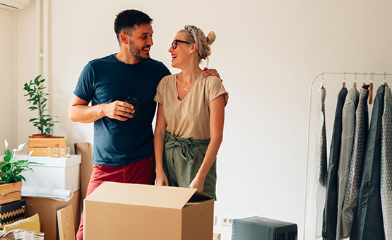 Young couple in new house