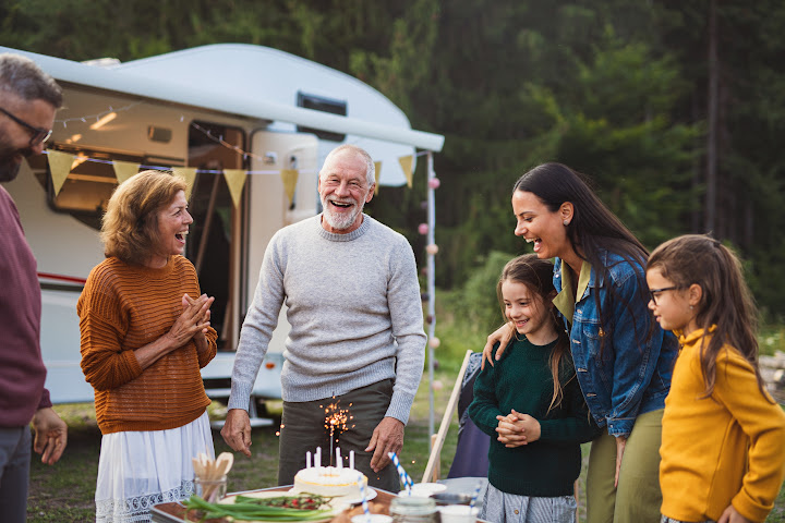 multi-generation family camping