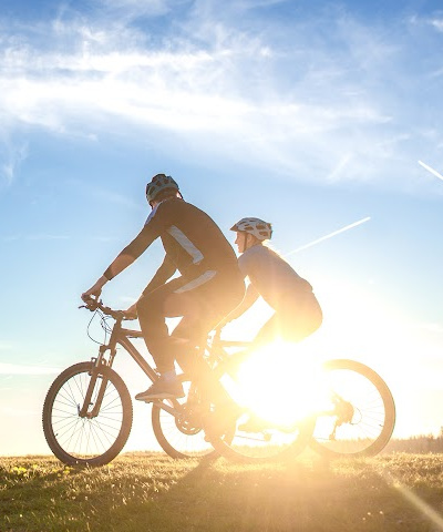 biking on a trail